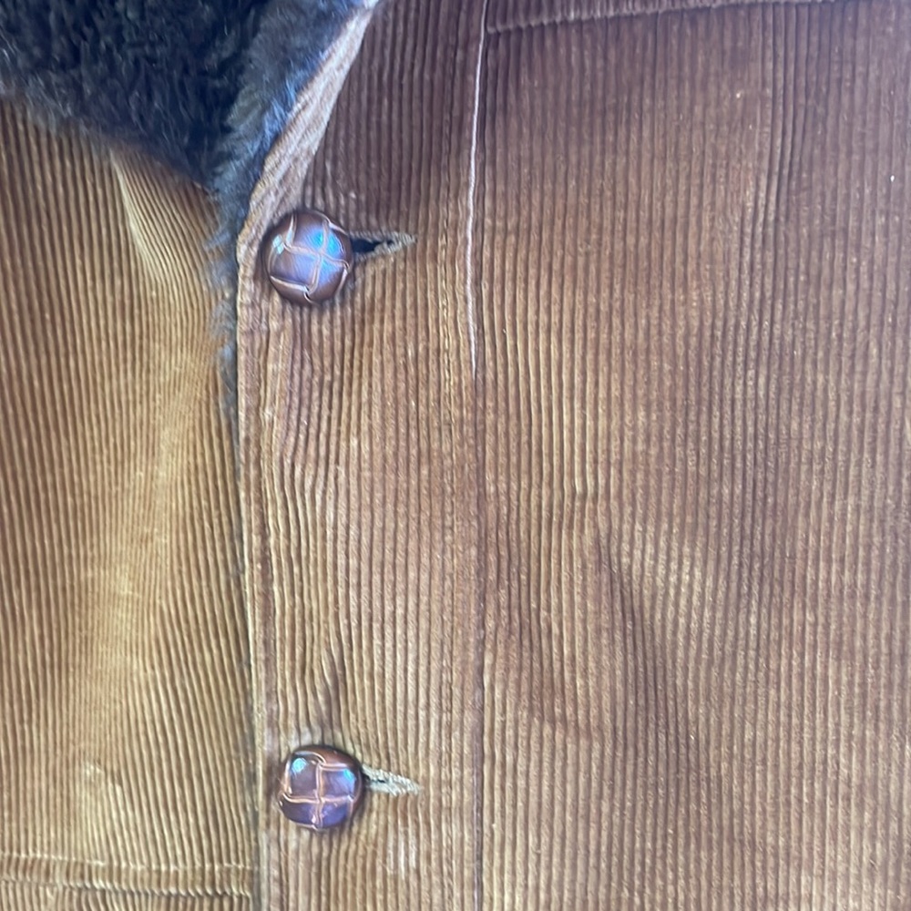 Corduroy Puffer Coat with Faux Fur Collar - Brown - Picture 2 of 12